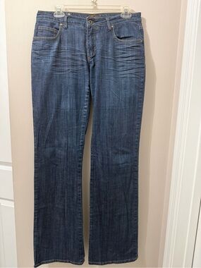 PZI Jeans Women’s Sz 8 Low Rise Bootcut Straight Leg Blue Light Denim Whiskering
